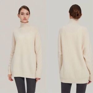 Gentle Herd Cashmere and Wool Tunic Ivory Sweater Medium